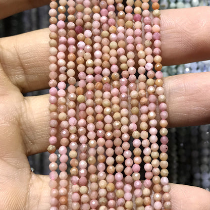 CTG134 Pink Wood Jasper Beads Faceted Round 2mm 15" Strand