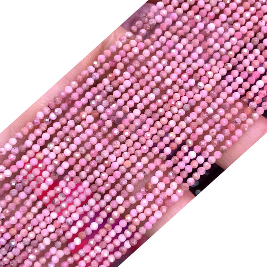 CTG135 Chinese Rhodochrosite Beads Faceted Round 2mm 15" Strand