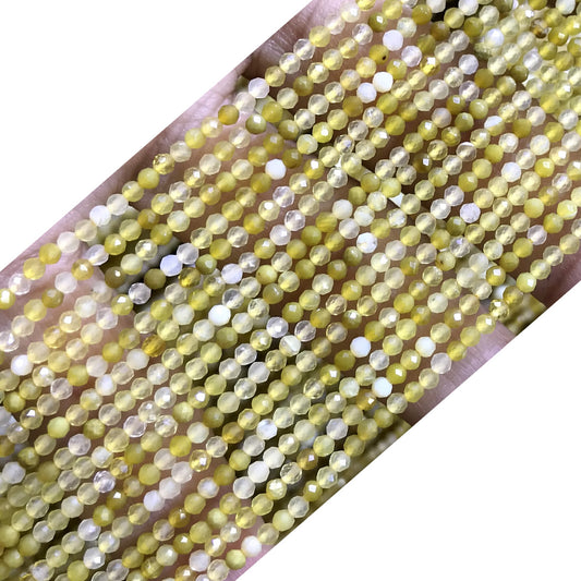 CTG137 Yellow Opal Gemstone Beads Faceted Round 2mm 15" Strand