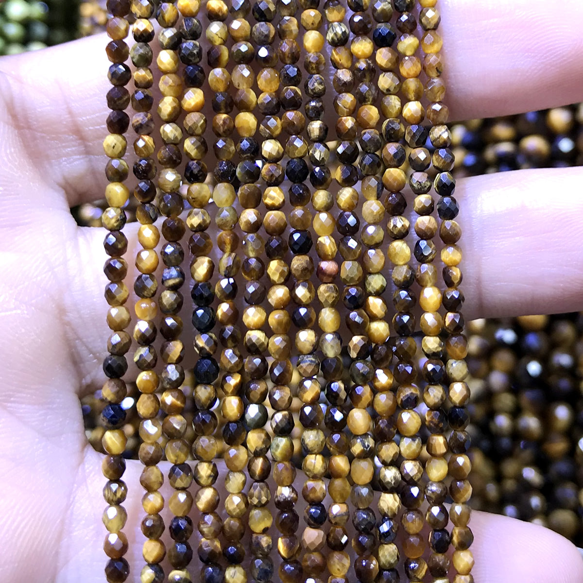 CTG138 Yellow Tiger Eye Beads Faceted Round 2mm 15" Strand