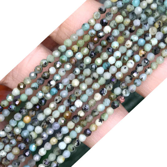 CTG139 African Turquoise Beads Faceted Round 2mm 15" Strand