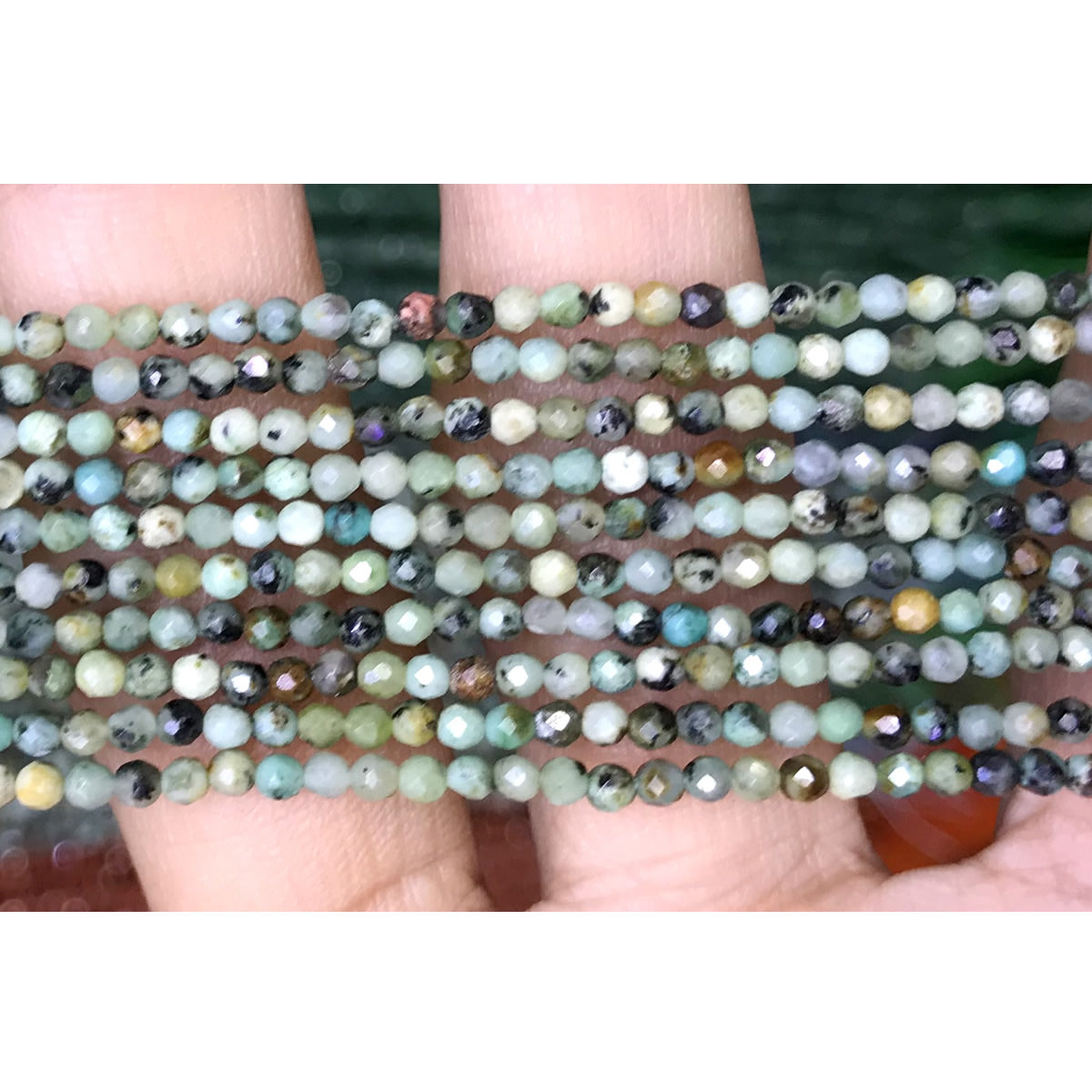 CTG139 African Turquoise Beads Faceted Round 2mm 15" Strand