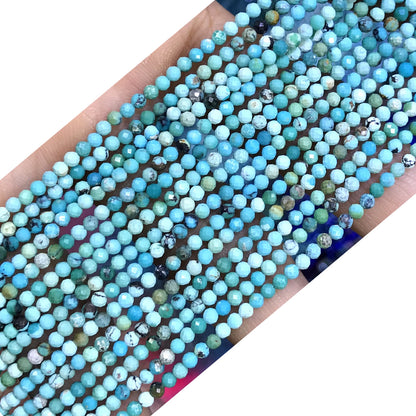 CTG140 Turquoise Gemstone Beads Faceted Round 2mm 15" Strand