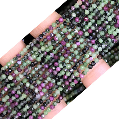 CTG142 Ruby Zoisite Gemstone Beads Faceted Round 2mm 15" Strand