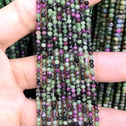 CTG142 Ruby Zoisite Gemstone Beads Faceted Round 2mm 15" Strand