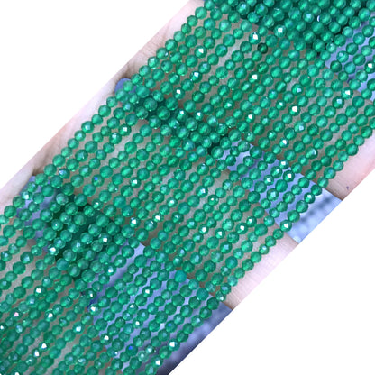 CTG143 Green Agate Beads Faceted Round 2mm 15" Strand