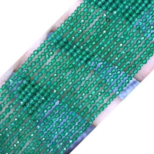 CTG143 Green Agate Beads Faceted Round 2mm 15" Strand