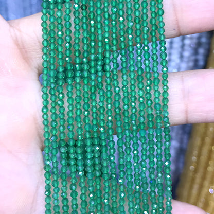 CTG143 Green Agate Beads Faceted Round 2mm 15" Strand