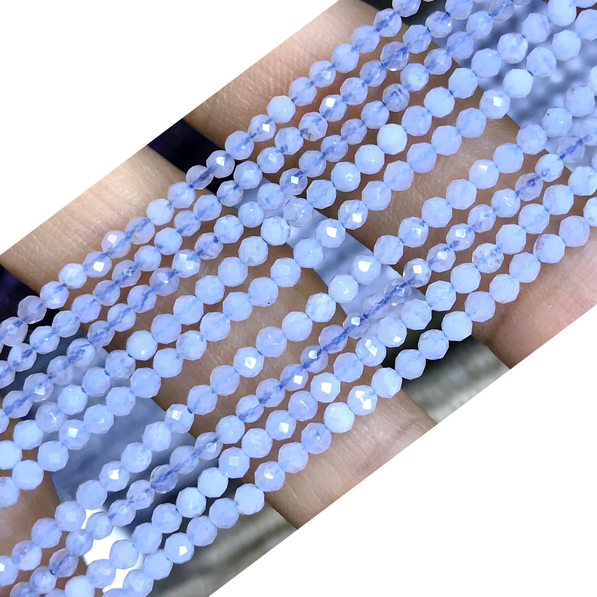 CTG144 Blue Lace Agate Beads Faceted Round 2mm 15" Strand