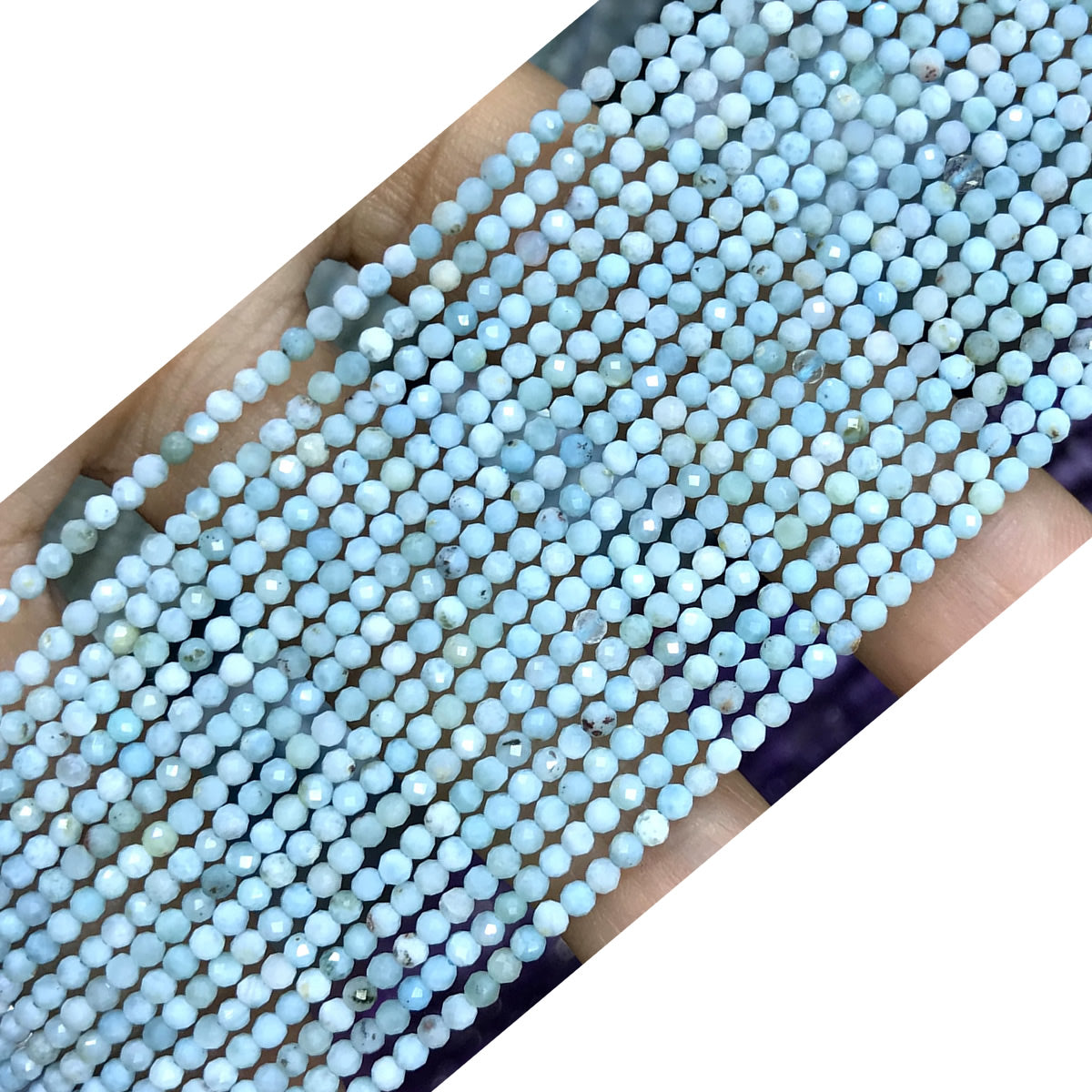 CTG146 Larimar Gemstone Beads Faceted Round 2mm 15" Strand