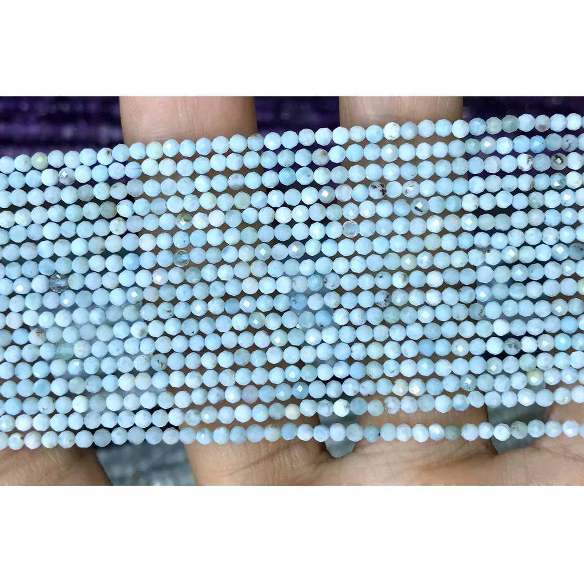 CTG146 Larimar Gemstone Beads Faceted Round 2mm 15" Strand