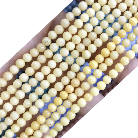 CTG16 Yellow Jade Beads Smooth Round 4mm 15" Strand