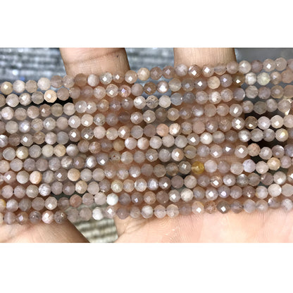 CTG204 Moonstone Gemstone Beads Faceted Round 3mm 15" Strand