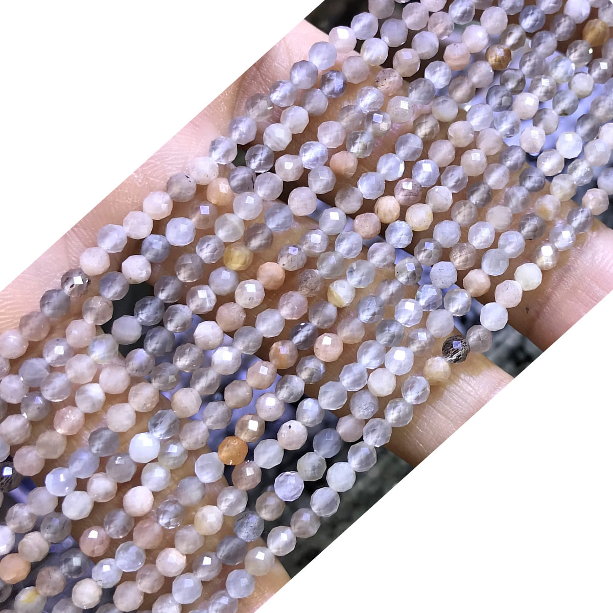 CTG205 Rainbow Moonstone Beads Faceted Round 3mm 15" Strand