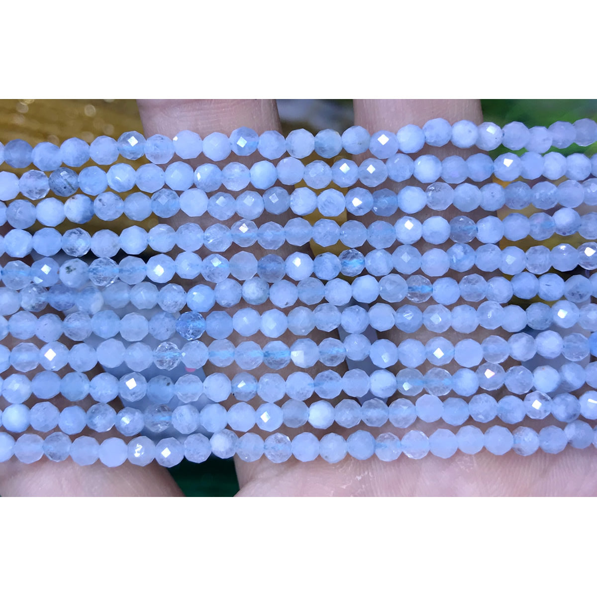 CTG208 Aquamarine Gemstone Beads Faceted Round 3mm 15" Strand