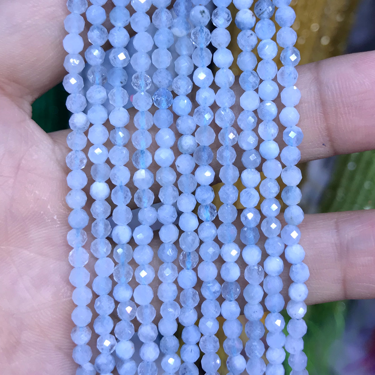 CTG208 Aquamarine Gemstone Beads Faceted Round 3mm 15" Strand