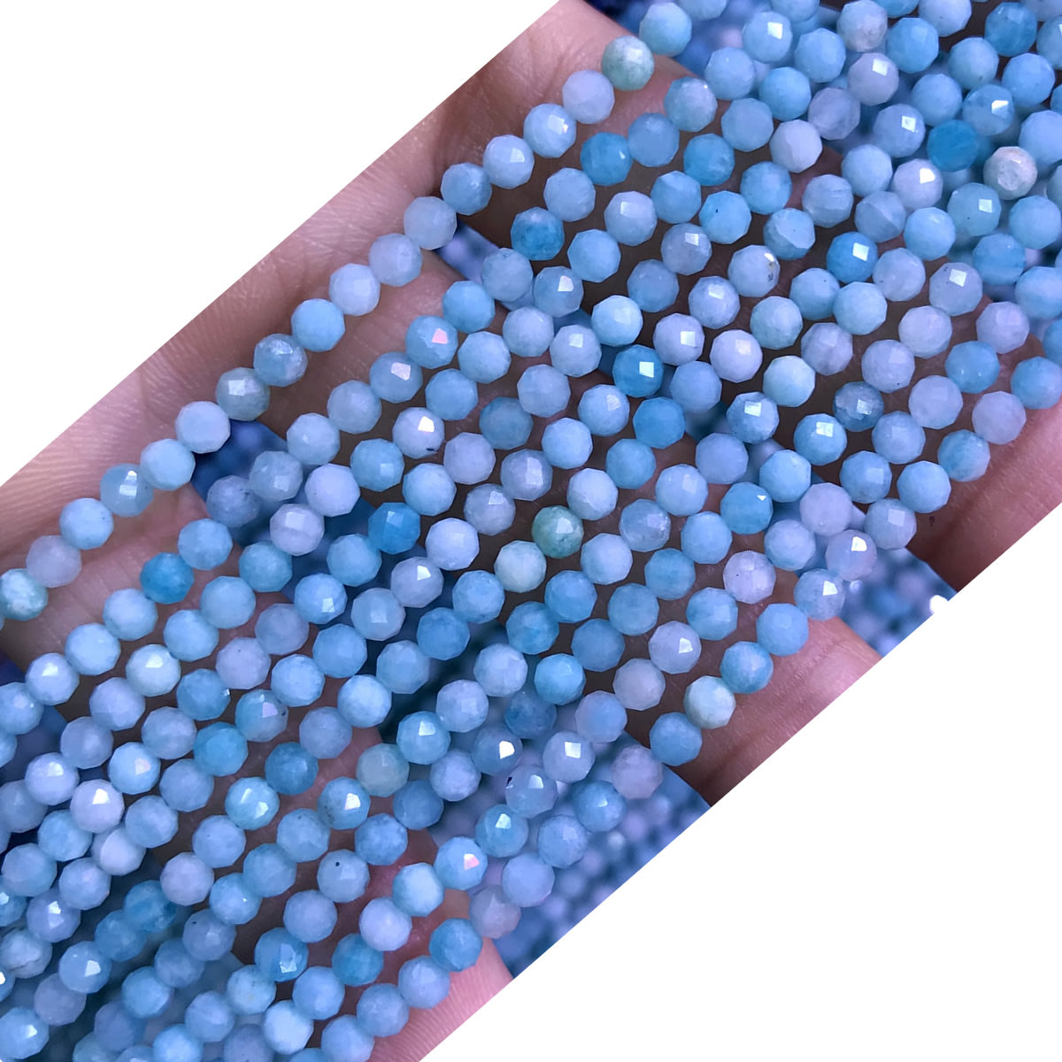 CTG209 Amazonite Gemstone Beads Faceted Round 3mm 15" Strand