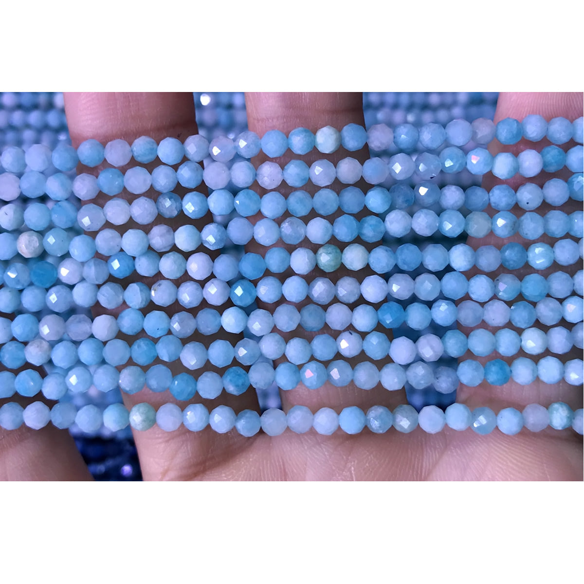 CTG209 Amazonite Gemstone Beads Faceted Round 3mm 15" Strand