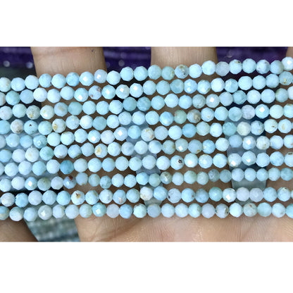 CTG210 Larimar Gemstone Beads Faceted Round 3mm 15" Strand