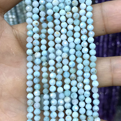 CTG210 Larimar Gemstone Beads Faceted Round 3mm 15" Strand