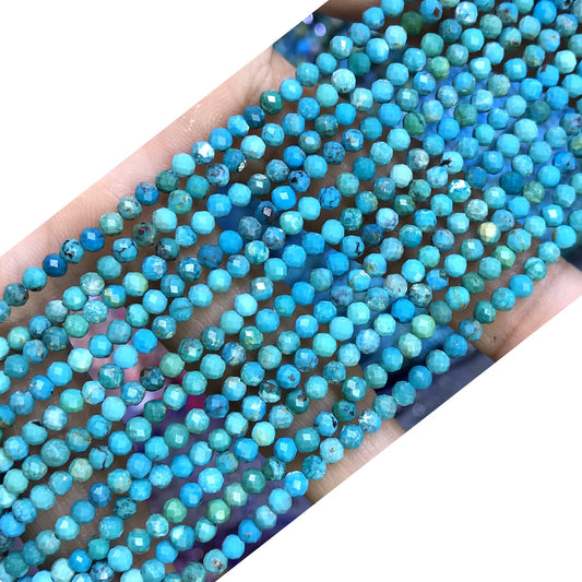 CTG211 Turquoise Gemstone Beads Faceted Round 3mm 15" Strand