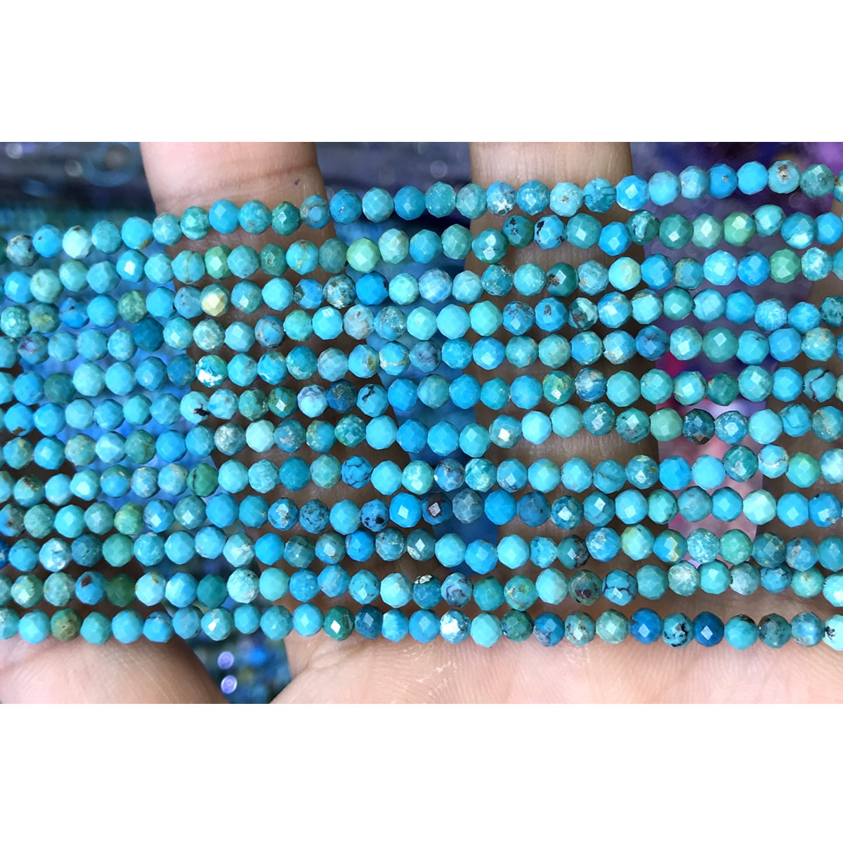 CTG211 Turquoise Gemstone Beads Faceted Round 3mm 15" Strand