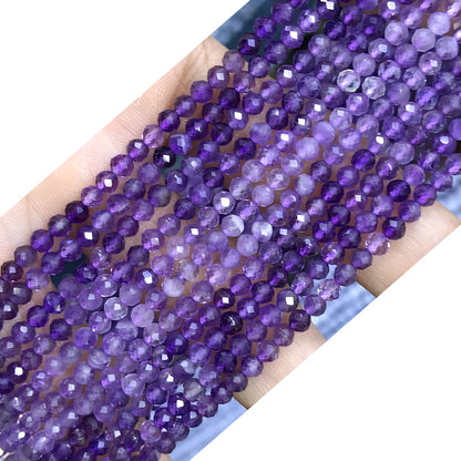 CTG213 Amethyst Gemstone Beads Faceted Round 3mm 15" Strand