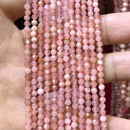 CTG214 Strawberry Quartz Beads Faceted Round 3mm 15" Strand