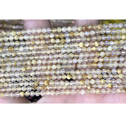 CTG216 Golden Rutilated Quartz Beads Faceted Round 3mm 15" Strand