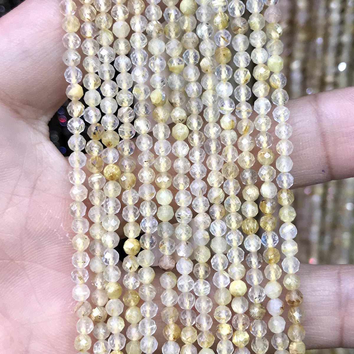 CTG216 Golden Rutilated Quartz Beads Faceted Round 3mm 15" Strand