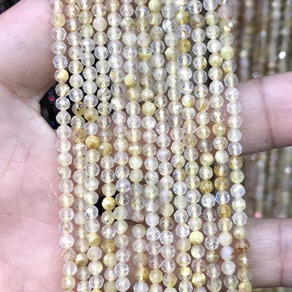 CTG216 Golden Rutilated Quartz Beads Faceted Round 3mm 15" Strand