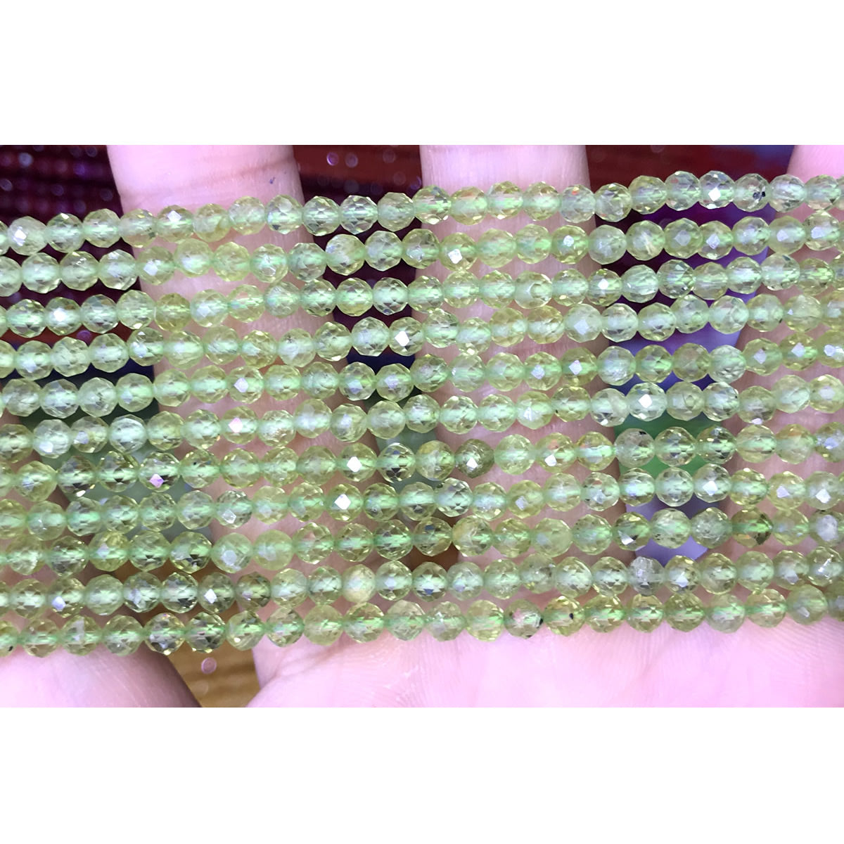 CTG218 Peridot Gemstone Beads Faceted Round 3mm 15" Strand