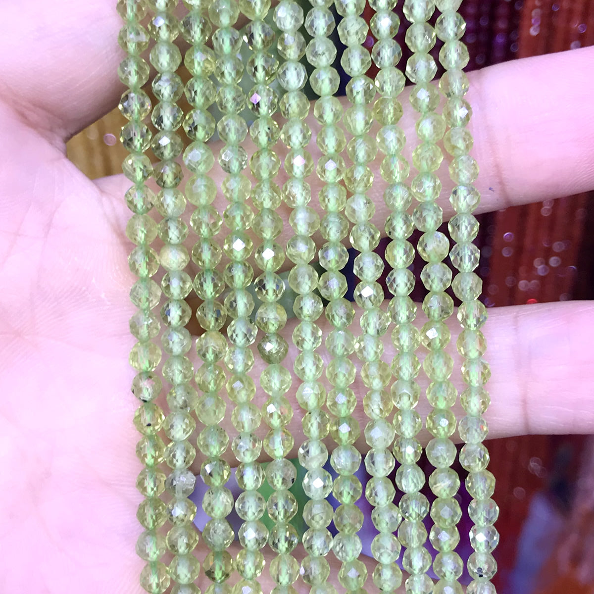 CTG218 Peridot Gemstone Beads Faceted Round 3mm 15" Strand