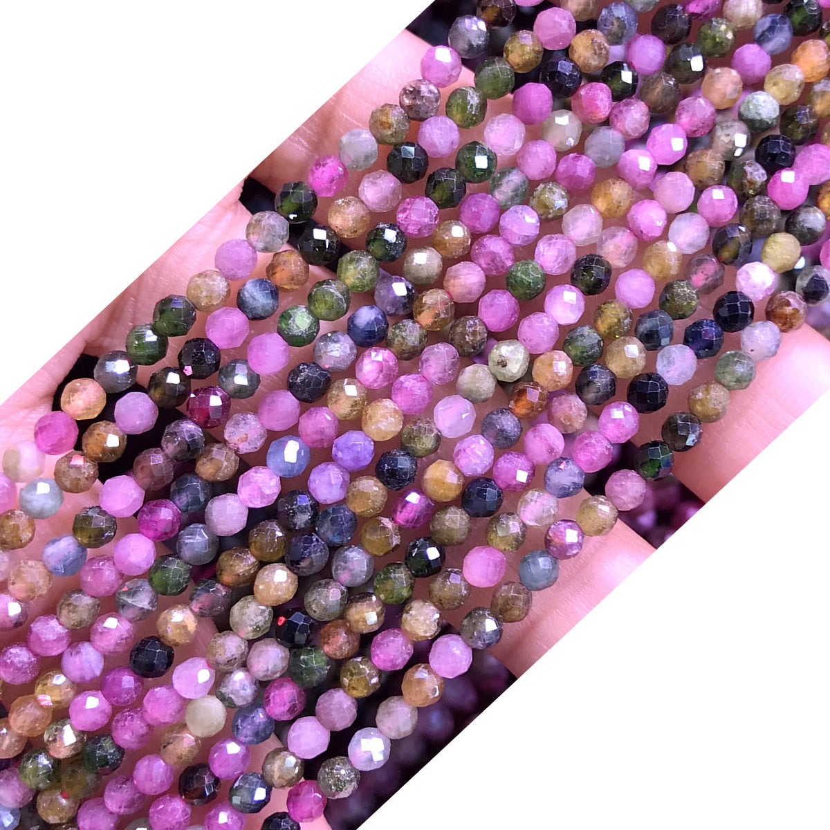 CTG220 Tourmaline Gemstone Beads Faceted Round 3mm 15" Strand