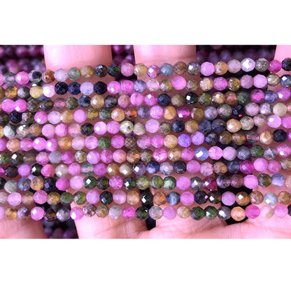 CTG220 Tourmaline Gemstone Beads Faceted Round 3mm 15" Strand