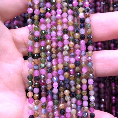 CTG220 Tourmaline Gemstone Beads Faceted Round 3mm 15" Strand