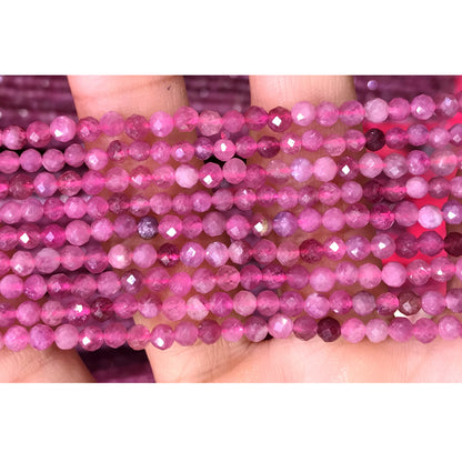 CTG221 Pink Tourmaline Beads Faceted Round 3mm 15" Strand