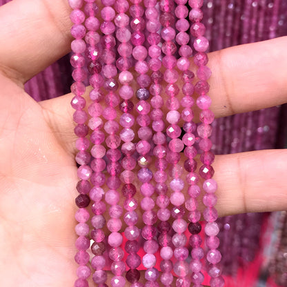 CTG221 Pink Tourmaline Beads Faceted Round 3mm 15" Strand