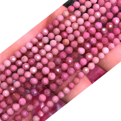 CTG225 Pink Wood Jasper Beads Faceted Round 3mm 15" Strand