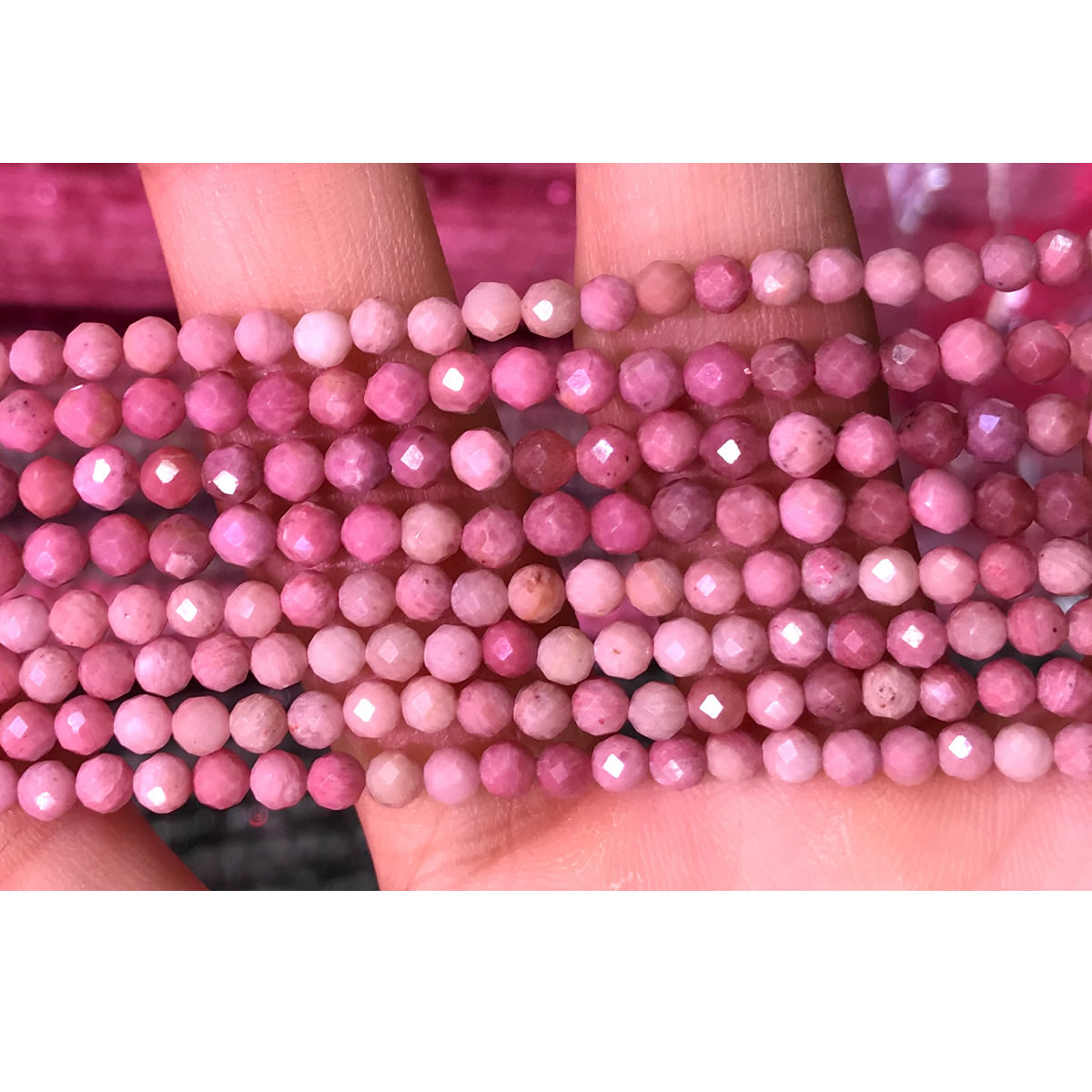 CTG225 Pink Wood Jasper Beads Faceted Round 3mm 15" Strand