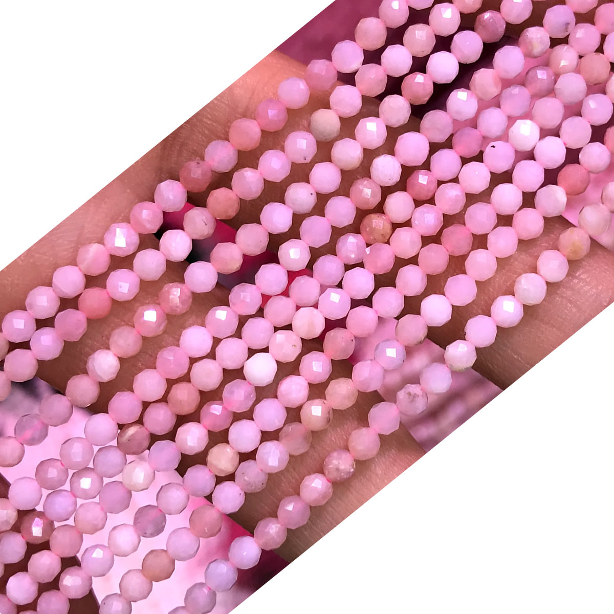 CTG226 Pink Opal Gemstone Beads Faceted Round 3mm 15" Strand