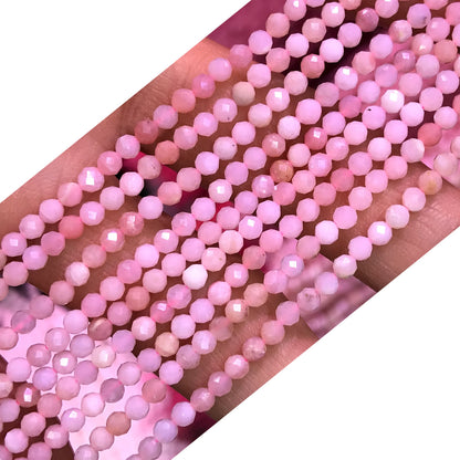 CTG226 Pink Opal Gemstone Beads Faceted Round 3mm 15" Strand