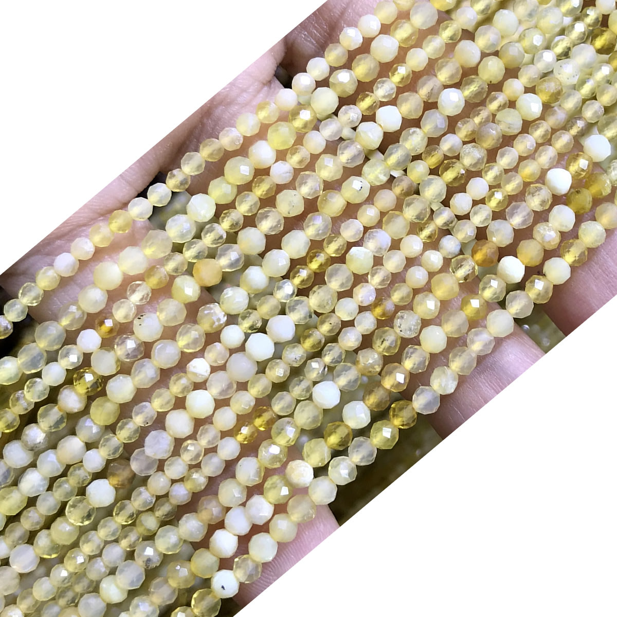 CTG227 Yellow Opal Gemstone Beads Faceted Round 3mm 15" Strand