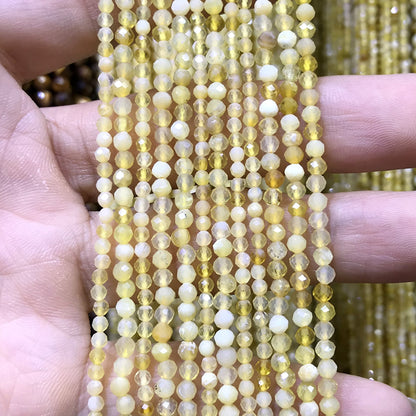 CTG227 Yellow Opal Gemstone Beads Faceted Round 3mm 15" Strand