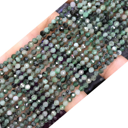 CTG228 Emerald Gemstone Beads Faceted Round 3mm 15" Strand