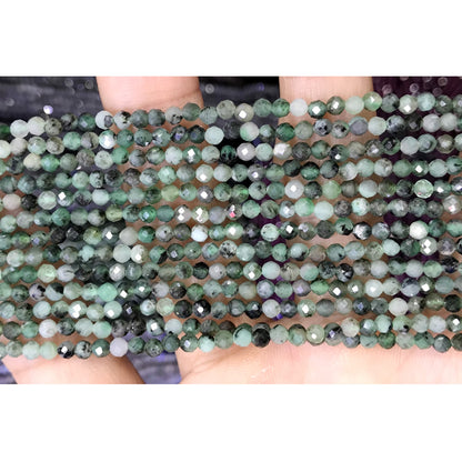 CTG228 Emerald Gemstone Beads Faceted Round 3mm 15" Strand