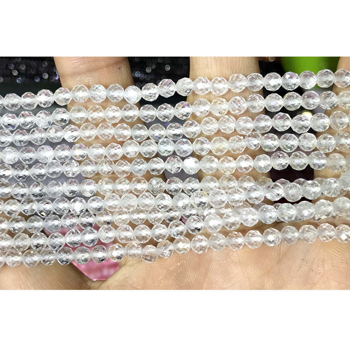 CTG300 Clear Quartz Beads Faceted Round 4mm 15" Strand