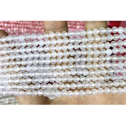 CTG301 White Agate Beads Faceted Round 4mm 15" Strand