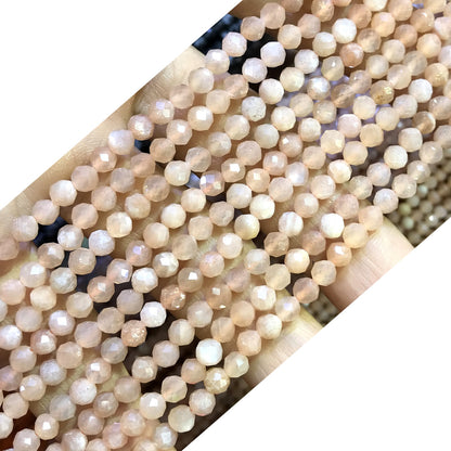 CTG302 Moonstone Gemstone Beads Faceted Round 4mm 15" Strand