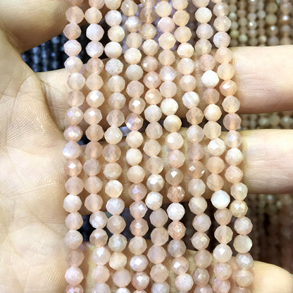 CTG302 Moonstone Gemstone Beads Faceted Round 4mm 15" Strand